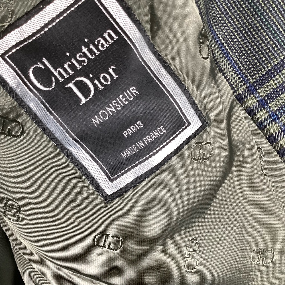 VTG Christian Dior Monsieur Wool Plaid Two-Button Blazer-FLAWED - Picture 9 of 15